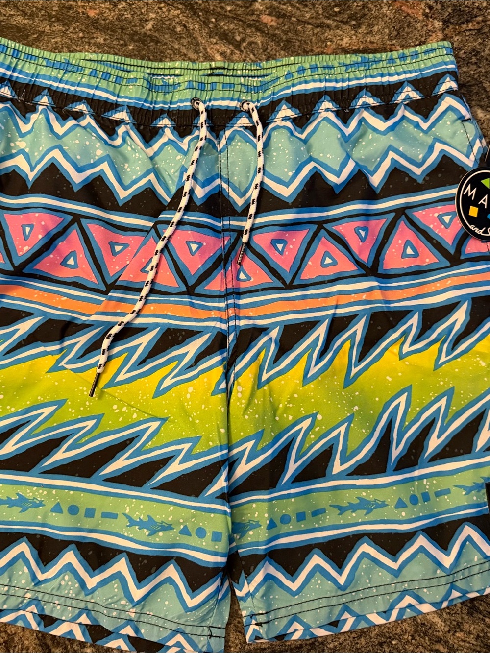 Maui and Sons Multicolor Aztec Hybrid Shorts - Blue/Green/Pink